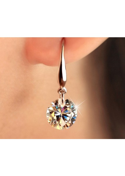 Beyaz Stil Yeni Moda Kadın Gümüş Beyaz Taşlı Küpe - Elmas Küpe (Yurt Dışından) fiyatları