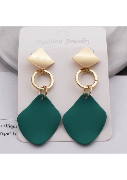 Yeşil Stil Yeni Moda Küpe Bayan Yeşil Beyaz Kırmızı Geometrik Damla Küpe Punk Metal Küpe Moda Takı Zarif (Yurt Dışından) modelleri