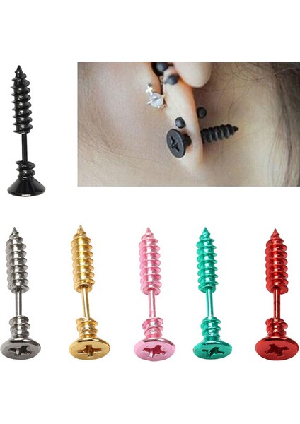 Camgöbeği Tarzı 1 Çift 1 Çift Moda Unisex Ince Paslanmaz Çelik Tüm Vida Küpe (Yurt Dışından) fiyatları