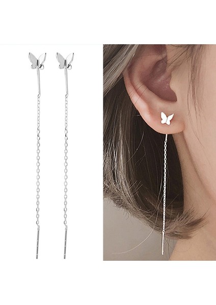 Gümüş Tarzı Yeni Zarif Gümüş Kelebek Küpeler Kadın Moda Incelikli Düğüm Küpe Takıları - Türkçe E-Ticaret Başlığı (Yurt Dışından)