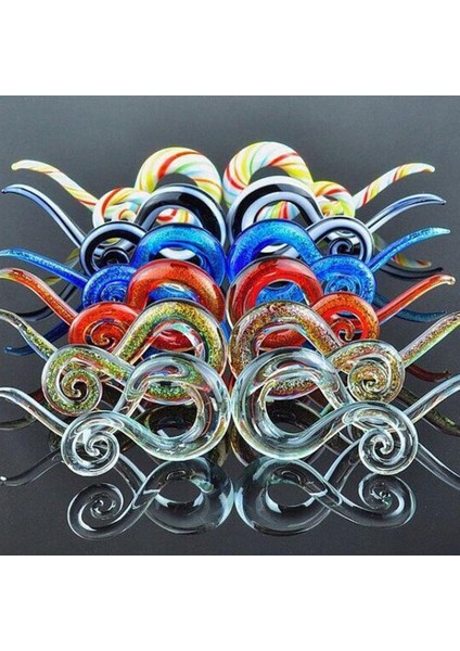 Mavi Stil 6 mm 1 Çift Cam Pyrex Spiral Kulak Tünelleri Tutucuları Taperlar Fişler Gerdiriciler Genişleticiler (Yurt Dışından)