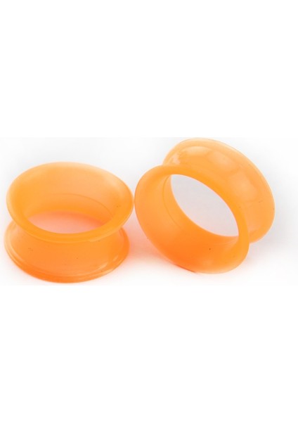 Turuncu Tarzı 14 mm Çok Renkli Silikon Esnek Ince Kulak Tıkacı Çift Flared Deri Tüneller Kulaklıklar Kulak Gerdirici Genişletici Piercing (Yurt Dışından)