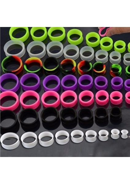Turuncu Tarzı 14 mm Çok Renkli Silikon Esnek Ince Kulak Tıkacı Çift Flared Deri Tüneller Kulaklıklar Kulak Gerdirici Genişletici Piercing (Yurt Dışından)