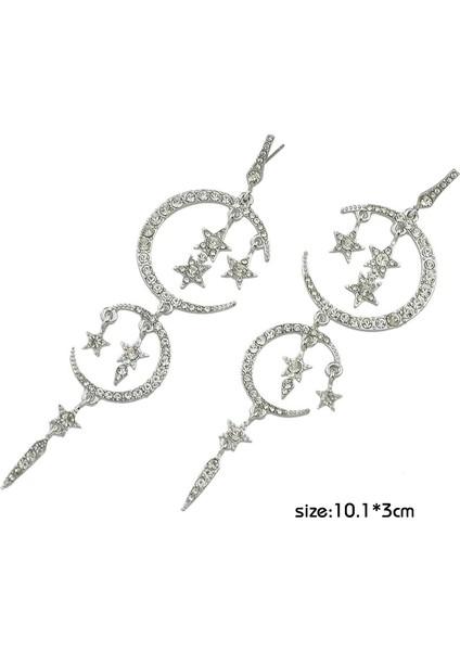 Gümüş Tarzı Zarif Taşlı Ay Yıldız Şekilli Asılı Küpe (Yurt Dışından) fırsatları