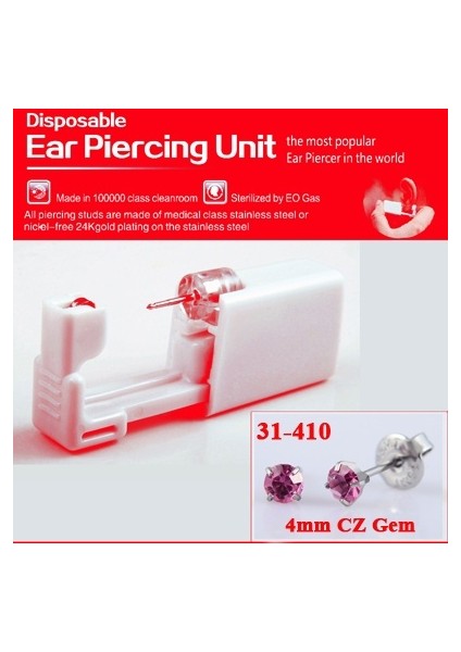 NO410 1 Takım 2 Adet Tek Kullanımlık Steril Kulak Delme Tabancası Kartilaj Tragus Helix Delme Tabancası Seti Çelik Iğne Küpe Aracı (Yurt Dışından)
