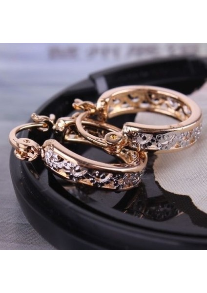 Gül Altın Tarzı Hollow Design Gümüş Nişan Yüzüğü Evlilik 18K Altın Platinyum Dolgulu Şık Huggie Küpe Küpe Küpeler Renk: Gül Altın (Yurt Dışından) modelleri