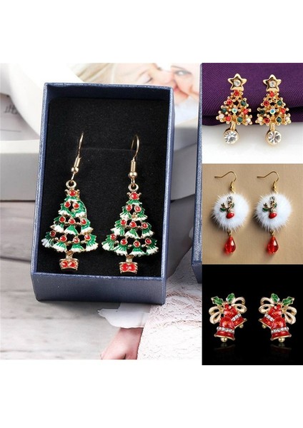 No.4 Boyutu 7 Stil 1 Çift Kadın Moda Alaşım Noel Ağacı Kolye Küpe Kaplama Altın Sallantılı Takı Küpe Yılbaşı Hediye Küpe (Yurt Dışından) fiyatları