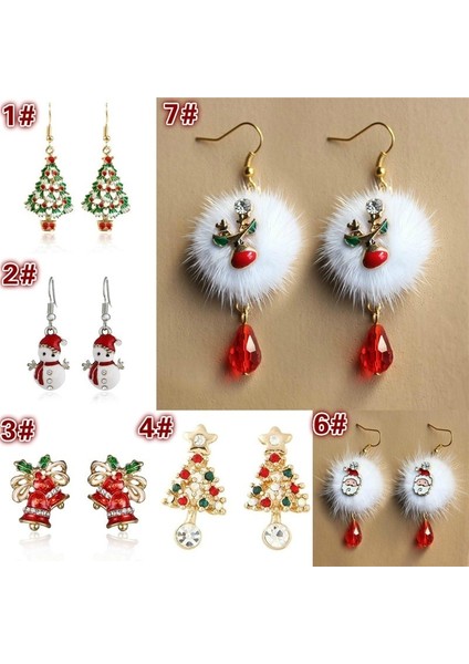 No.4 Boyutu 7 Stil 1 Çift Kadın Moda Alaşım Noel Ağacı Kolye Küpe Kaplama Altın Sallantılı Takı Küpe Yılbaşı Hediye Küpe (Yurt Dışından) fırsatları