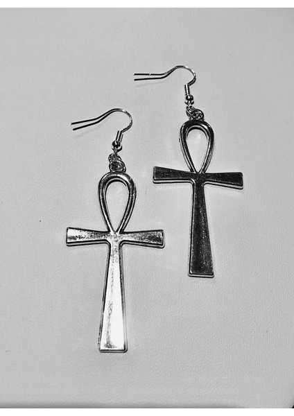 Bronz Tarzı Gümüşbronzaltın Ankh Küpeler - Büyük Açıklayıcı Art Deco Mücevher - Antik Mısır, Kleopatra, Seksenler, Retro & Vintage, Podyum, Kostüm (Yurt Dışından) fırsatları
