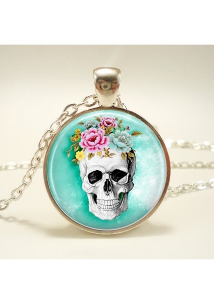 Gümüş Tarzı Kolye Şeker Kafatası Cam Kamaşon Küpe Gümüş Küpe Kolye Bilezik Kol Düğmeleri Anahtarlık Doğum Günü Hediyesi (Yurt Dışından)