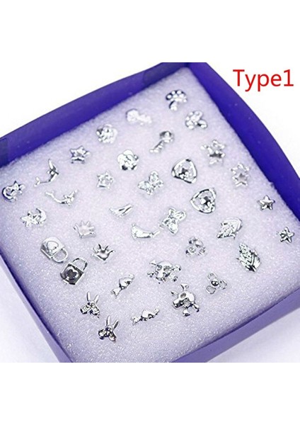 Tip2-5mm 18 Çift Karışık Stiller Gümüş Küpe Platin Takı (Yurt Dışından) fırsatları