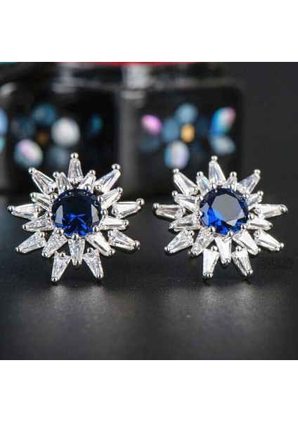 Mavi Stil Doğal Taş Safir Gelin Nişan Küpe Taç Küpe Küpe Gelin Nişan Küpe (Yurt Dışından) fiyatları