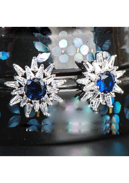 Mavi Stil Doğal Taş Safir Gelin Nişan Küpe Taç Küpe Küpe Gelin Nişan Küpe (Yurt Dışından) modelleri
