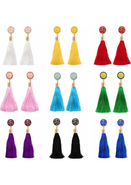 Beyaz Stil Moda Pamuk Ipek Püskül Boho Takı Şık Uzun Püskül Düşen Püskül Küpe Kadın Küpe Takı (Yurt Dışından) fiyatları