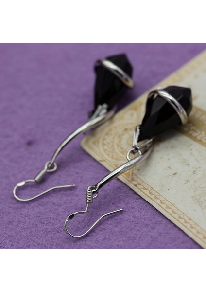 925 Ayar Gümüş Siyah Topaz Asılı Kanca Küpe Kadın Takı Kolye Hediye (Yurt Dışından) indirimleri