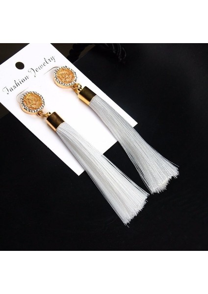 Beyaz Stil Kadınlar Için Bohem Uzun Püskül Asma Küpe Parti Takı Aksesuarı (Yurt Dışından) fırsatları