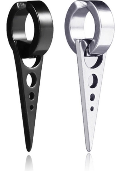 Estilo Negro Y Plata 1 Çift 2pc Siyah Titanyum Çelik Üçgen Ok Klips Küpe Erkek Kadın Küpe Kulak Deliği Yok Erkek Küpeler Trendi Parti Takı (Yurt Dışından)