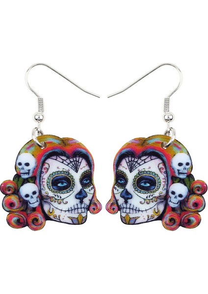 Kızlar ve Kadınlar Için Yeni Moda Müzisyen Damla Kafatası Küpe Tasarımlı Akrilik Cadılar Bayramı Festivali Küpe (Yurt Dışından) fiyatları