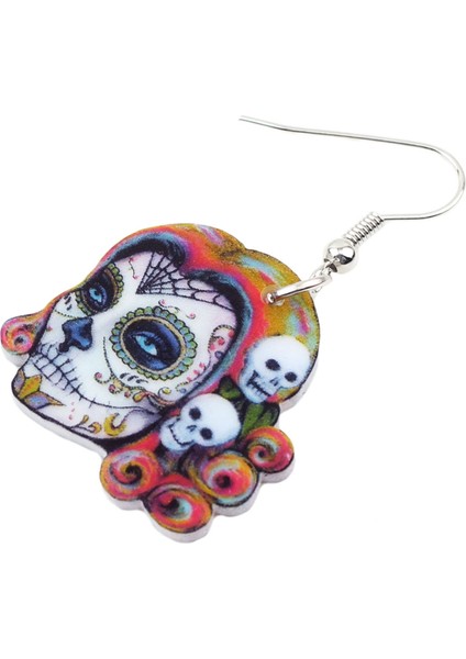 Kızlar ve Kadınlar Için Yeni Moda Müzisyen Damla Kafatası Küpe Tasarımlı Akrilik Cadılar Bayramı Festivali Küpe (Yurt Dışından) indirimleri