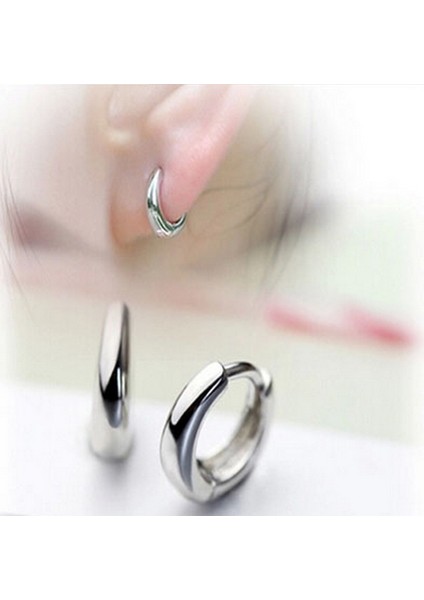 Gümüş Tarzı 925 Ayar Gümüş Charm Parlak Küçük Halka Küpe (Yurt Dışından)