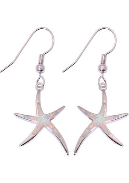 Yeşil Stil Kadın Kızlar Için Moda Zarif Beş Köşeli Yıldız Ateş Opal Küpe Gümüş Küpe (Yurt Dışından) fiyatları