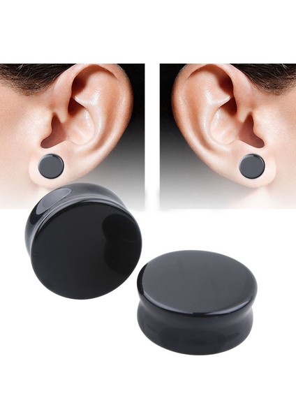 Siyah Stil No.8 Boyut 1 Çift Akrilik Siyah ve Beyaz Kulak Tıkaç Tünelleri Kulak Genişletici Deldirme Vücut Takı Küpe (Yurt Dışından) modelleri