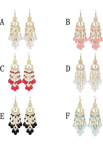 Çok Renkli Stil Kızlar Parti Takıları Için Moda Bohem Kişilik Boncuklu Püsküllü Abartılı Kristal Küpe (Yurt Dışından) indirimleri