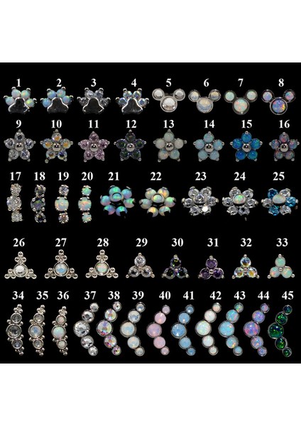 No.9 Boyutu 1 Adet Opal Cz Zirkon Çiçek Küpe Labret Dudağa Yüzük Kıkırdak Helix Lop Takı 16G (Yurt Dışından)