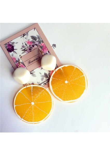 Sarı Stil Kızlar Için Büyük Limon Sarısı Yuvarlak Küçük Küpe Hediye Yaz Kışkırtıcı Küpe (Yurt Dışından)