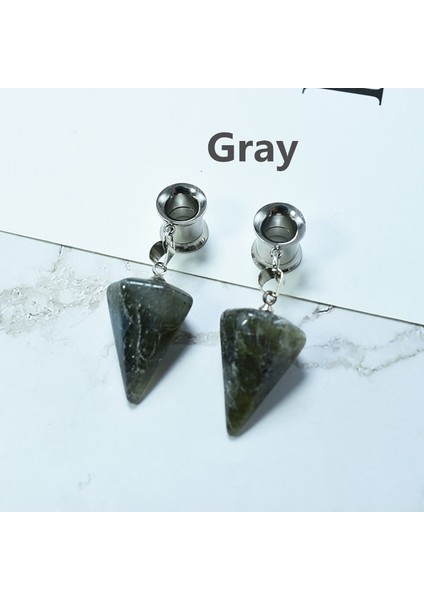 Gri Tarzı 6 mm 1 Çift Opsiyonel Doğal Yeşim Konik Asma Saddle Fleş Tünel Kulak Takıları Kulak Tüneli Genişletici Vücut Piercing Takıları (Yurt Dışından)