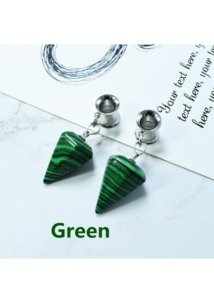 Yeşil Stil 16 mm 1 Çift Opsiyonel Doğal Yeşim Konik Asma Saddle Fleş Tünel Kulak Takıları Kulak Tüneli Genişletici Vücut Piercing Takıları (Yurt Dışından)