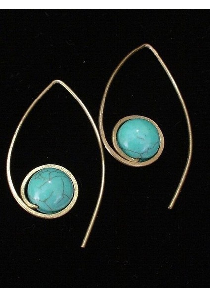 No.1 Boyutu 925 Gümüş Küpe Turkuaz Taşlı Gelin Düğün Butik Takı (Yurt Dışından)