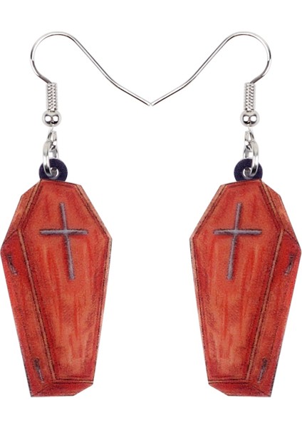 Kırmızı Stil Kadın Kızlar Çocuklar Için Akrilik Cadılar Bayramı Tabut Küpe Bırak Küpe Benzersiz Yenilik Punk Takı Hediye (Yurt Dışından)