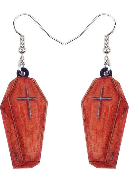 Kırmızı Stil Kadın Kızlar Çocuklar Için Akrilik Cadılar Bayramı Tabut Küpe Bırak Küpe Benzersiz Yenilik Punk Takı Hediye (Yurt Dışından) modelleri