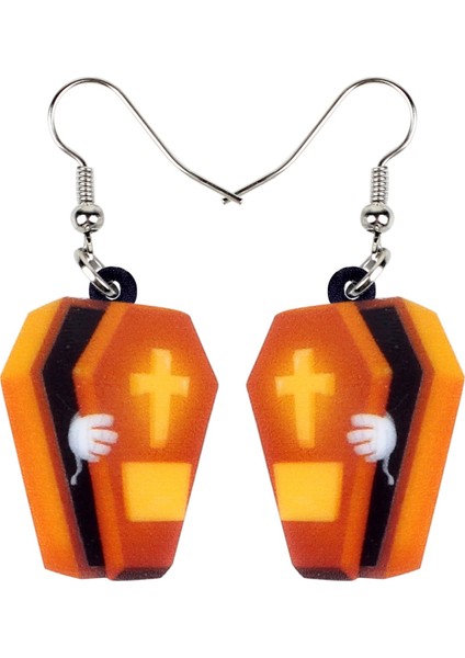 Kırmızı Stil Kadın Kızlar Çocuklar Için Akrilik Cadılar Bayramı Tabut Küpe Bırak Küpe Benzersiz Yenilik Punk Takı Hediye (Yurt Dışından) fırsatları