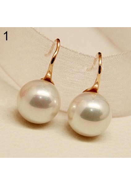 Altın Tarzı Bir Zarif Bayan Moda Aksesuarları Inci Toplu Kanca Sarkan Düşen Kore Sevimli Parti Elbise Küpe (Yurt Dışından)