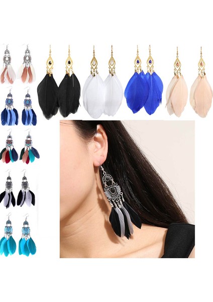 Çok Renkli Stil B-Küpeler Yeni Moda Bayanlar Büyüleyici 3 Parça Tüy Düşüş Kolye Küpe Renkli Tüy Küpe Parti Takı (Yurt Dışından) fiyatları