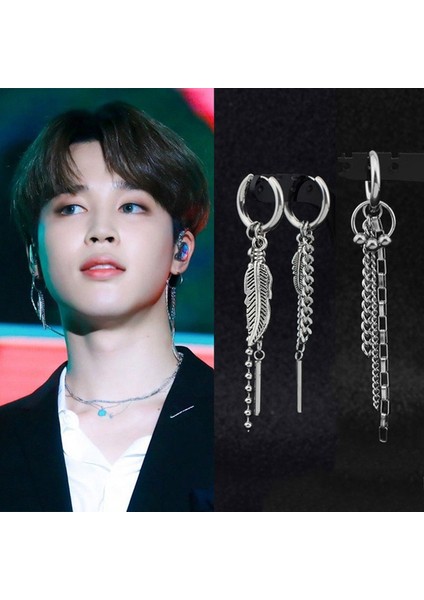 H02 ( Kulak Deliği) Yeni Kpop Bts Küpe Jimin Küpe Küpe Uzun Püskül Küpe Kulak Deliği Kulak Klips Moda Takı Kadın Erkek 3 Stiller (Yurt Dışından)