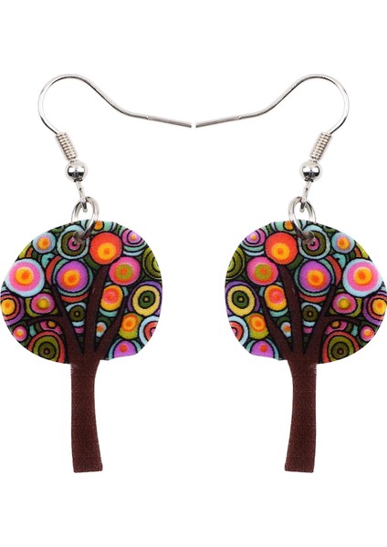Kadın Kızlar Çocuklar Için Akrilik Renkli Ağaç Küpe Damla Sallantılı Komik Sevimli Bitki Stil Moda Takı Hediye Şans Göz Alıcı (Yurt Dışından)