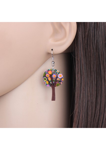 Kadın Kızlar Çocuklar Için Akrilik Renkli Ağaç Küpe Damla Sallantılı Komik Sevimli Bitki Stil Moda Takı Hediye Şans Göz Alıcı (Yurt Dışından) modelleri