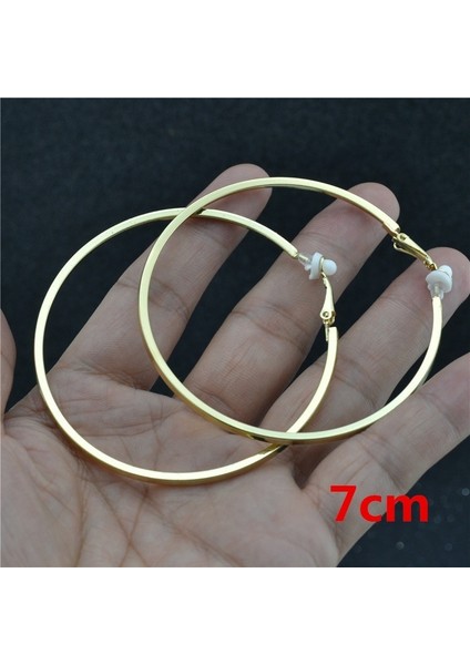 Altın Tarzı 7 cm Kadınlar Için Deliksiz Kulak Üstü Küpe Büyük Kare Alaşım Çember Gümüş ve Altın Renkli Moda Takı (Yurt Dışından)