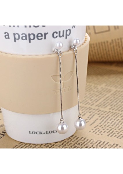 Romantik Düğün Bricos Inci Küpe Takı Çift Takı Yolu Gümüş Uzun Püskül Küpe Kadınlar Için (Yurt Dışından) modelleri