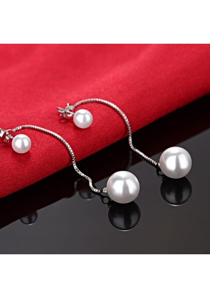 Romantik Düğün Bricos Inci Küpe Takı Çift Takı Yolu Gümüş Uzun Püskül Küpe Kadınlar Için (Yurt Dışından) fırsatları