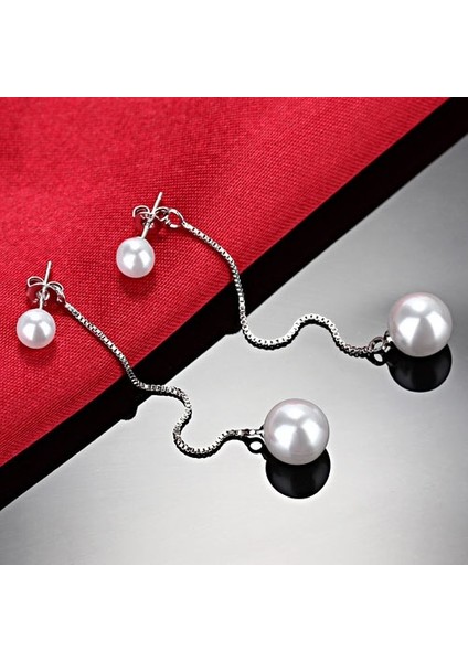 Romantik Düğün Bricos Inci Küpe Takı Çift Takı Yolu Gümüş Uzun Püskül Küpe Kadınlar Için (Yurt Dışından) indirimleri