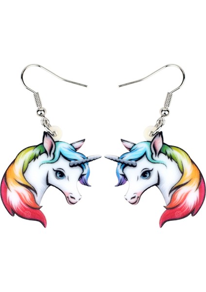 Siyah Stil Kadın Kızlar Çocuklar Için Akrilik Tatlı Gökkuşağı Unicorn Küpe Damla Asılı Moda Peri Hayvan Takı Hediye (Yurt Dışından) fiyatları