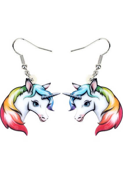 Siyah Stil Kadın Kızlar Çocuklar Için Akrilik Tatlı Gökkuşağı Unicorn Küpe Damla Asılı Moda Peri Hayvan Takı Hediye (Yurt Dışından) modelleri