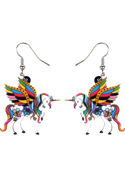 Siyah Stil Kadın Kızlar Çocuklar Için Akrilik Tatlı Gökkuşağı Unicorn Küpe Damla Asılı Moda Peri Hayvan Takı Hediye (Yurt Dışından) indirimleri