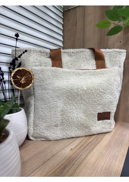 Kadın Peluş Tüylü Salaş Çanta Pofuduk The Tote Bag Yazılı El ve Omuz Çantası modelleri