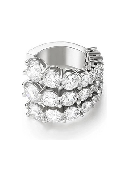 Gümüş Tarzı 3 Sıra Kadınlar Için 18K Kristal Zirkon Çok Katmanlı Kulak Klipsi Küpe - Delme Yok (Yurt Dışından)