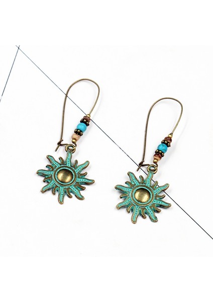 Bronz Güneş Düşen Küpe Danglers Bohem Tarzı Vintage Şık Küpe Moda Retro Kişiselleştirilmiş Parti Aksesuarları Küpe (Yurt Dışından)